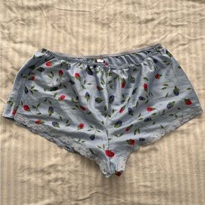 Victoria secret baby blue silk floral rose shorts
